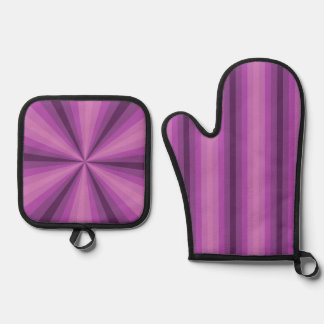 Optical Illusion Purple Oven Mitt & Pot Holder Set