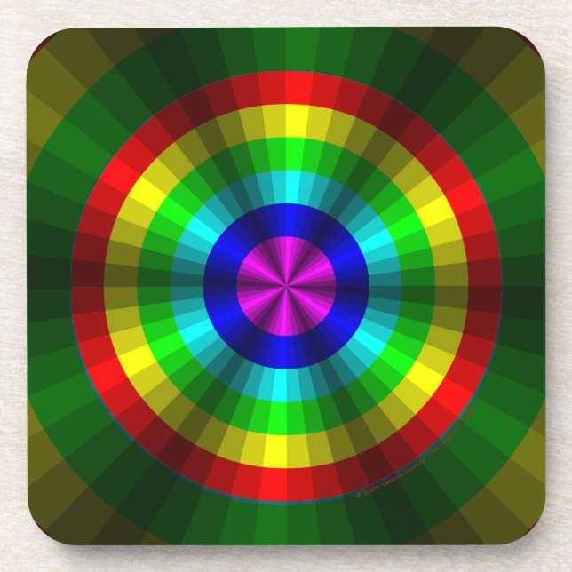 Optical Illusion Rainbow Square Coaster (Front)