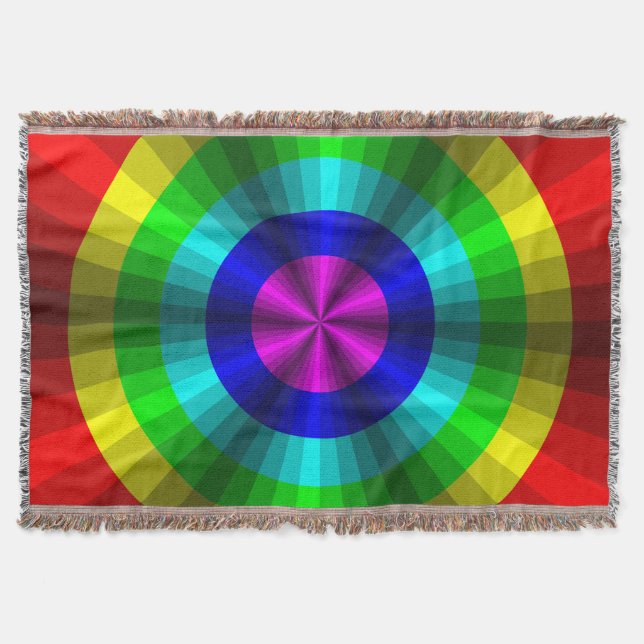 Optical Illusion Rainbow Throw Blanket (Front)