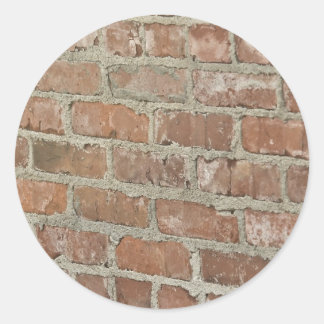 Optical Illusion Red brick wall Classic Round Sticker