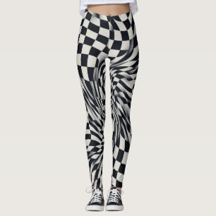 Optical Illusion Ripple Chequerboard Leggings