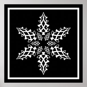 Optical Illusion Snowflake Christmas Elegant Poster