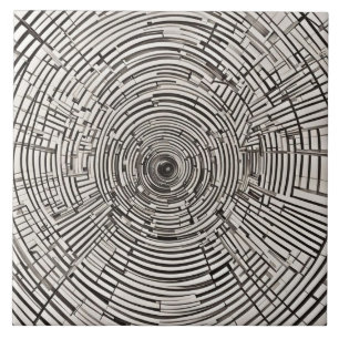 Optical Illusion, Spiral, Atomic Era lines Ceramic Tile