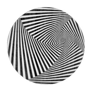 Optical Illusion: Striped Geometric Abstract. Cutting Board