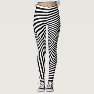 Optical Illusion: Striped Geometric Abstract. Leggings