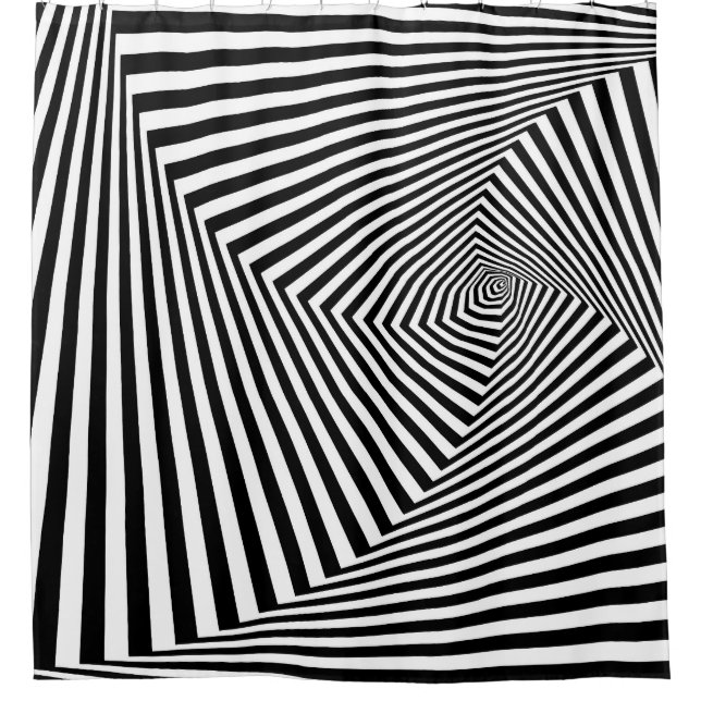 Optical Illusion: Striped Geometric Abstract. Shower Curtain (Front)