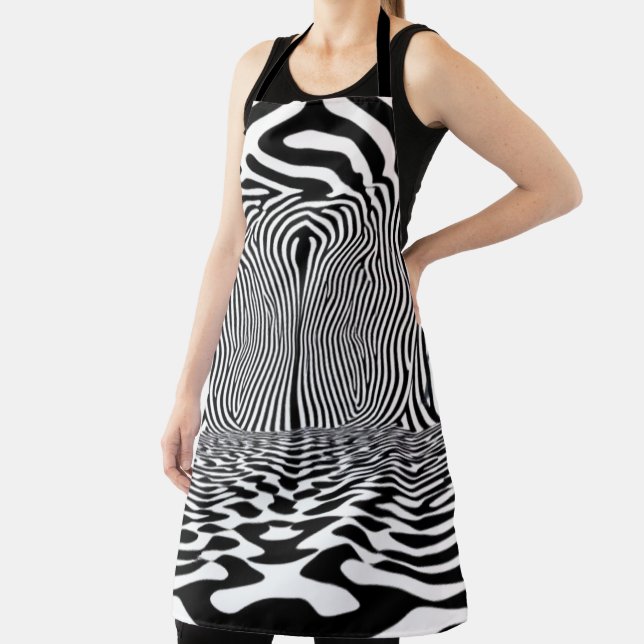 Optical Illusion Tunnel – Hypnotic Black and White Apron (Insitu)