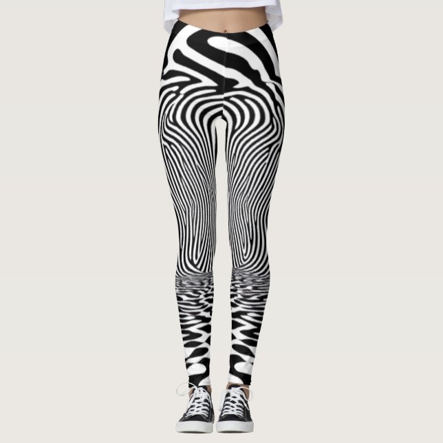 Optical Illusion Tunnel – Hypnotic Black and White Leggings (Front)