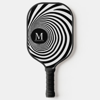 Optical Illusion Vortex Monogram Black & White Pickleball Paddle
