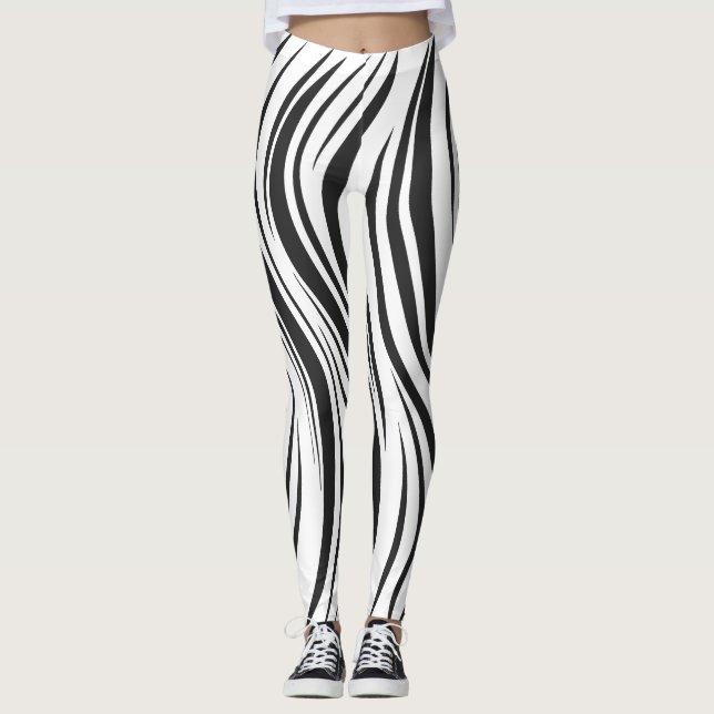 Optical Illusion Wavy Striped Leggings (Front)