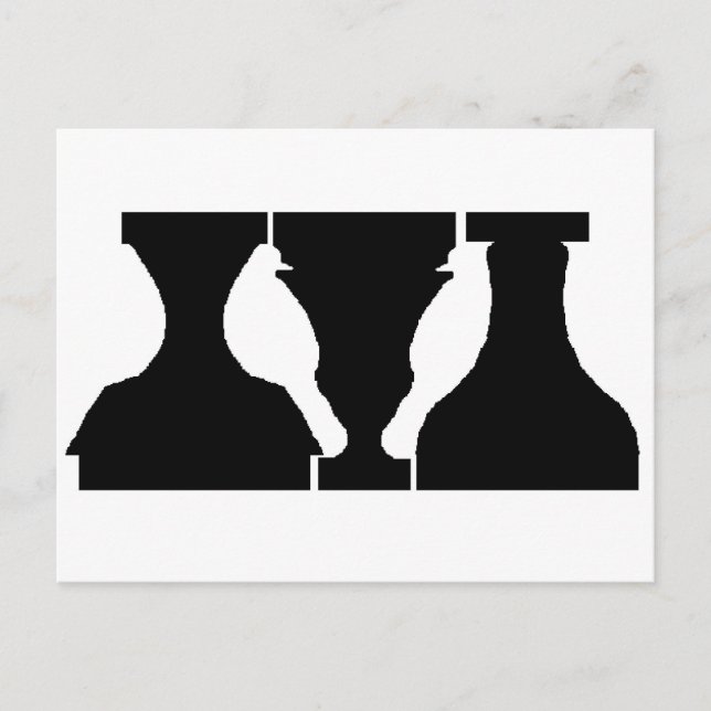 Optical illusion with birds and urns postcard (Front)