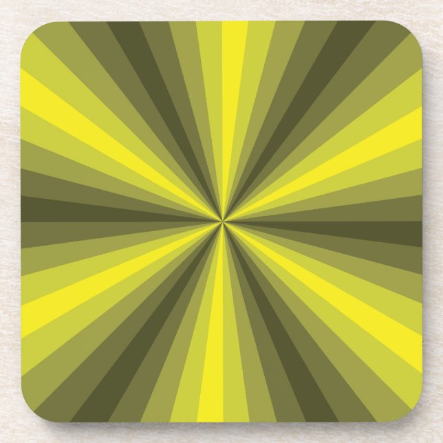 Optical Illusion Yellow Square Coaster (Front)