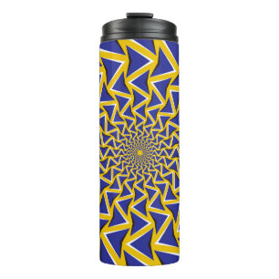 Optical motion illusion bitmap background. Blue ar Thermal Tumbler