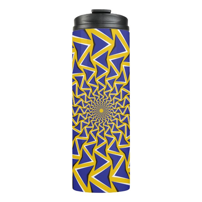 Optical motion illusion bitmap background. Blue ar Thermal Tumbler (Front)