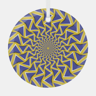 Optical Motion Illusion Circular Background Glass Tree Decoration