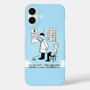 Optician Checks Spelling on Optical Wall Chart iPhone 16 Plus Case