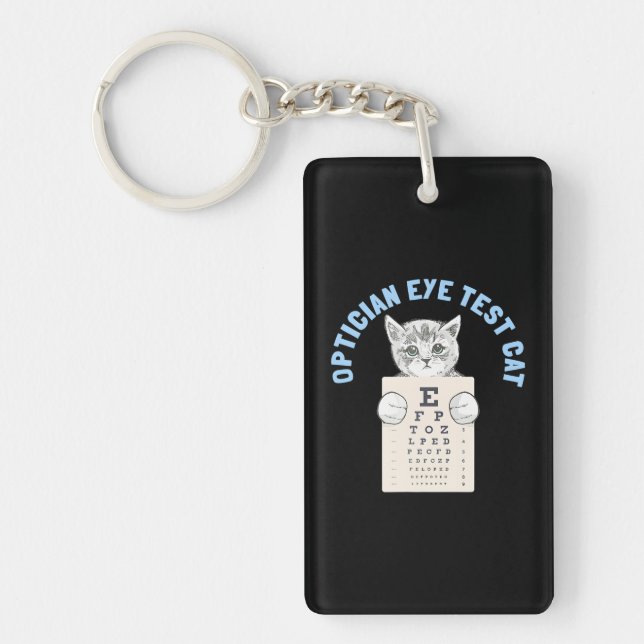 Optician Eye Test Cat Optometrist Ophthalmology Key Ring (Front)