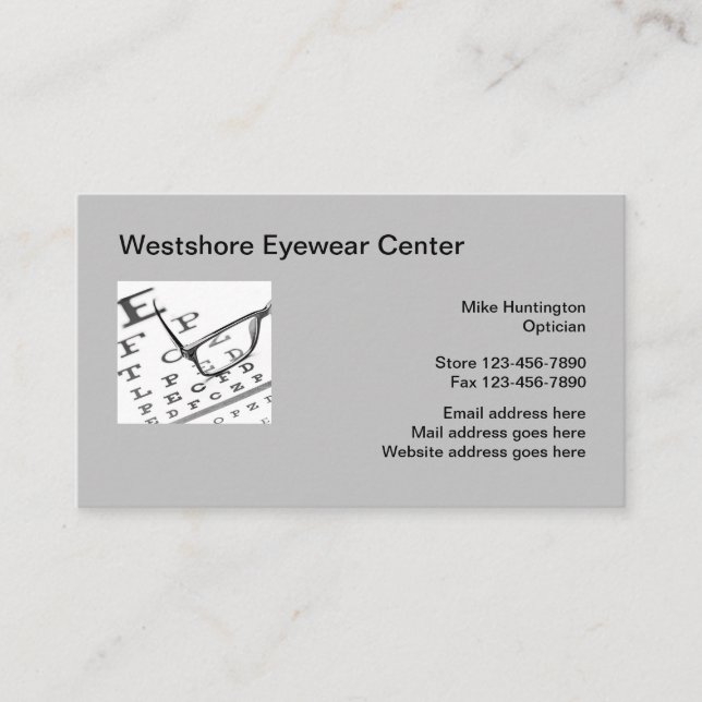Optician Eyewear Store Business Cards (Front)