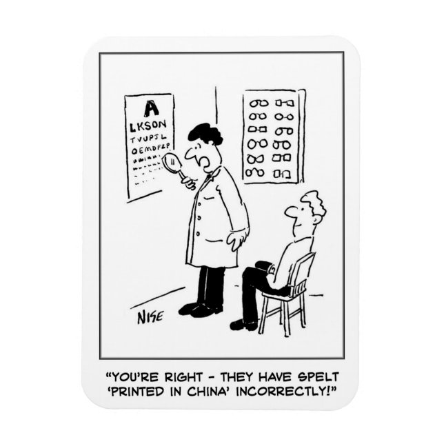 Optician giving an eye-test magnet (Vertical)