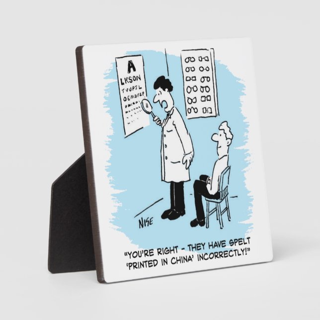 Optician giving an eye-test  plaque (Front)