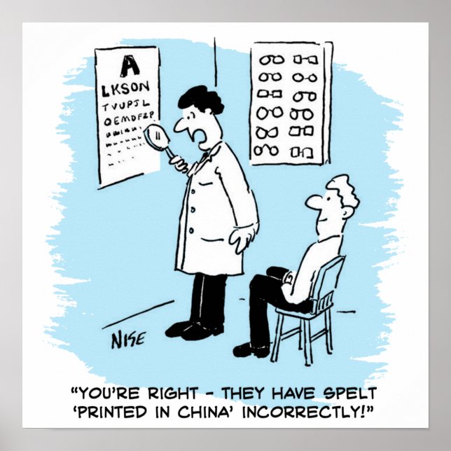 Optician giving an eye-test poster (Front)