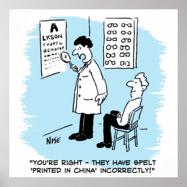 Optician giving an eye-test poster (Front)