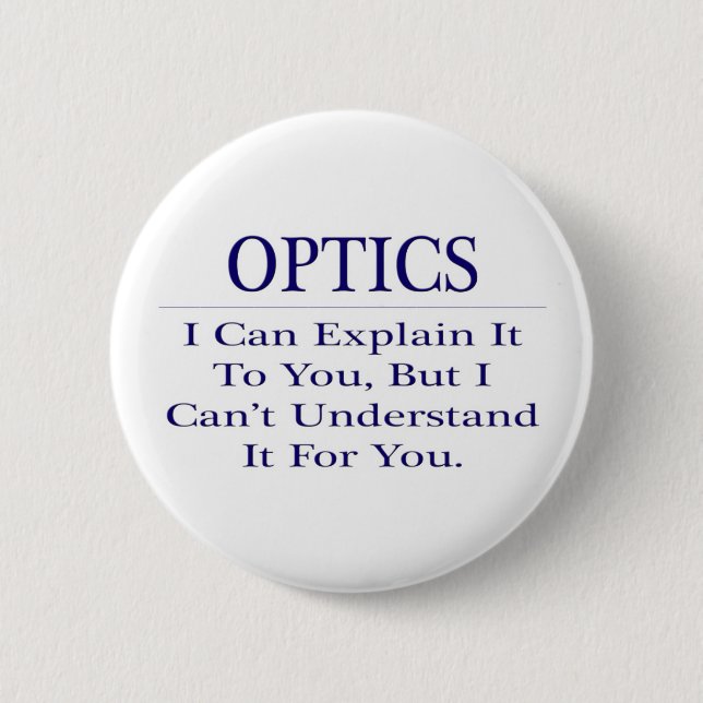 Optician Joke .. Explain Not Understand 6 Cm Round Badge (Front)