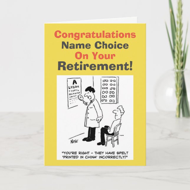 Optician Retirement Card (Front)