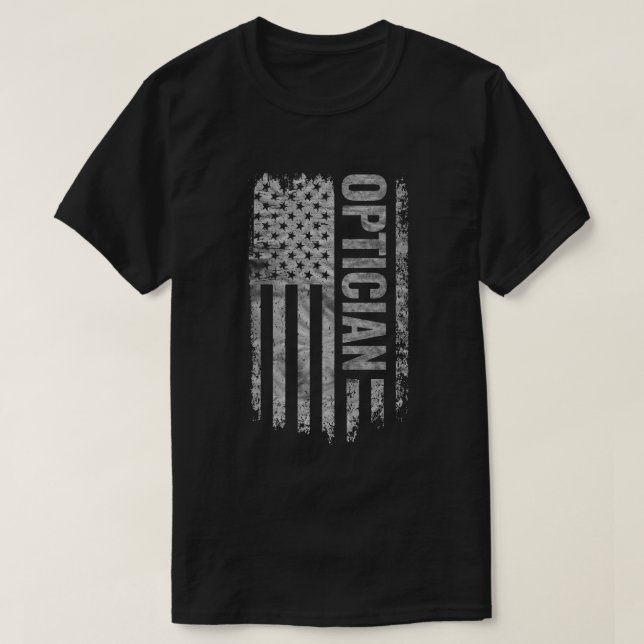 Optician USA Flag Distressed design T-Shirt (Design Front)