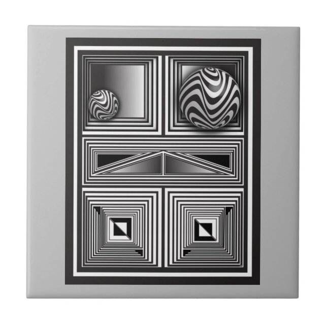 Optics thru Shapes  Ceramic Tile (Front)