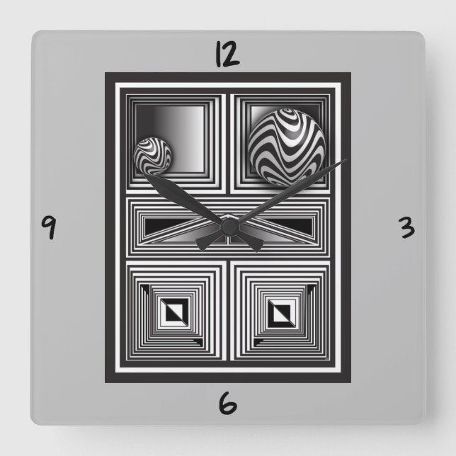 Optics thru Shapes Square Wall Clock (Front)