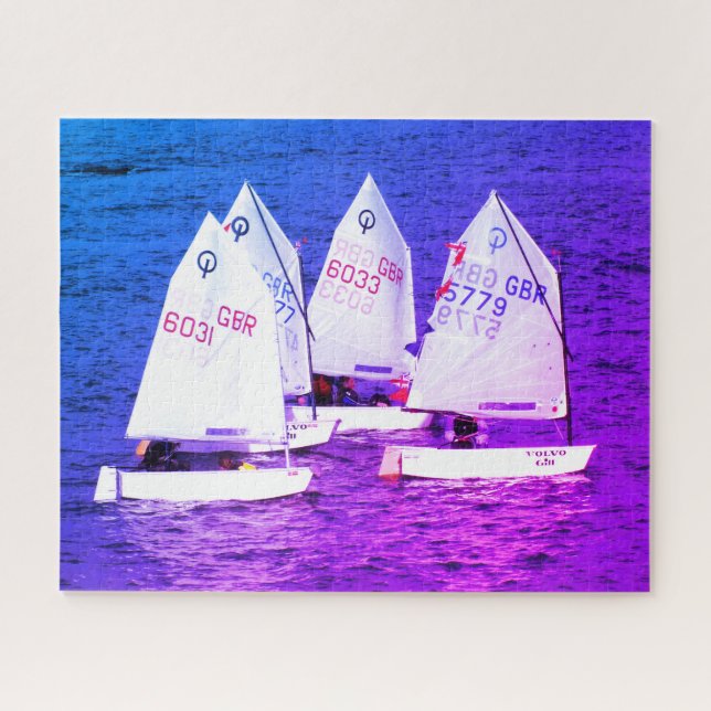 Optimist sailing boats jigsaw puzzle (Horizontal)
