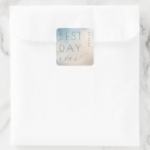 Optimistic Blue Watercolor Wedding Sticker