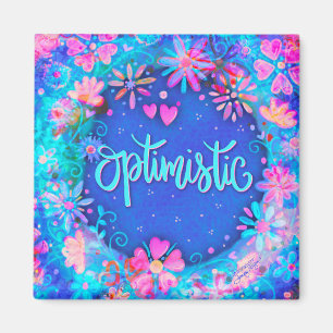 Optimistic Pretty Blue Floral Modern Inspirivity Magnet