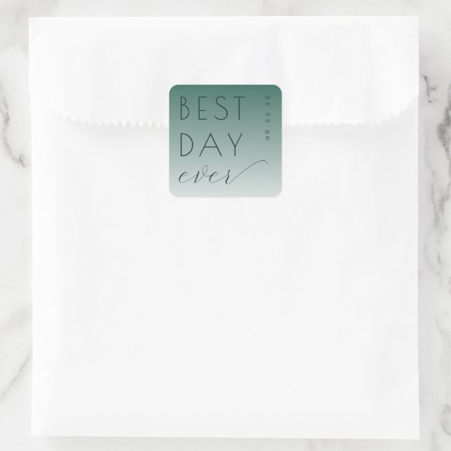 Optimistic Teal Gradient Celebration Square Sticker (Bag)