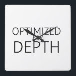 Optimized For Depth Minimalist Technical Square Wall Clock<br><div class="desc">Synchronize your sessions. A sleek,  high-contrast wall clock featuring bold technical typography,  designed for the studio where time is allocated to deep work.</div>