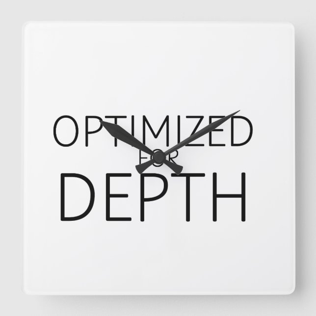 Optimized For Depth Minimalist Technical Square Wall Clock (Front)