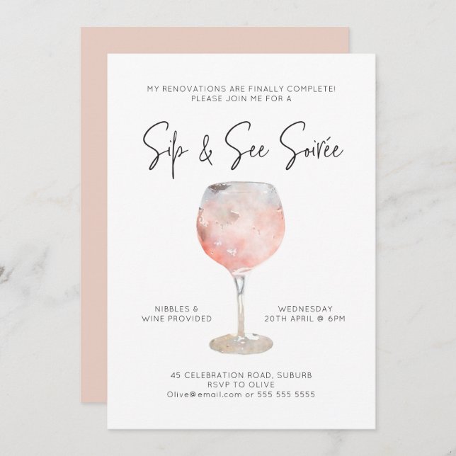Option 5: Sip & See Soiree  Invitation (Front/Back)