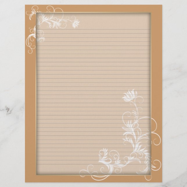 Optional Line Letterhead White Floral Orange Frame (Front)
