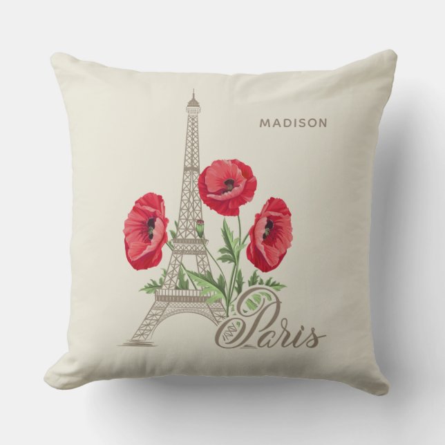Optional name Paris France throw pillows (Front)
