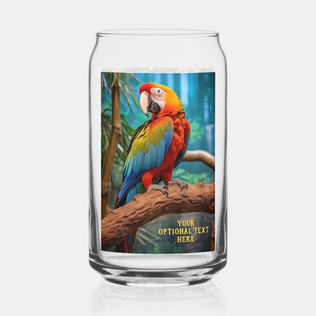 Optional Text Colourful Parrots Can Glass (Front)