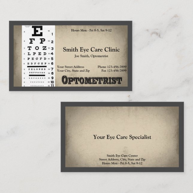 Optometrist Business Card (Front/Back)