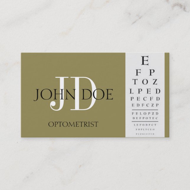 Optometrist Chart Antique Gold Business Card (Front)