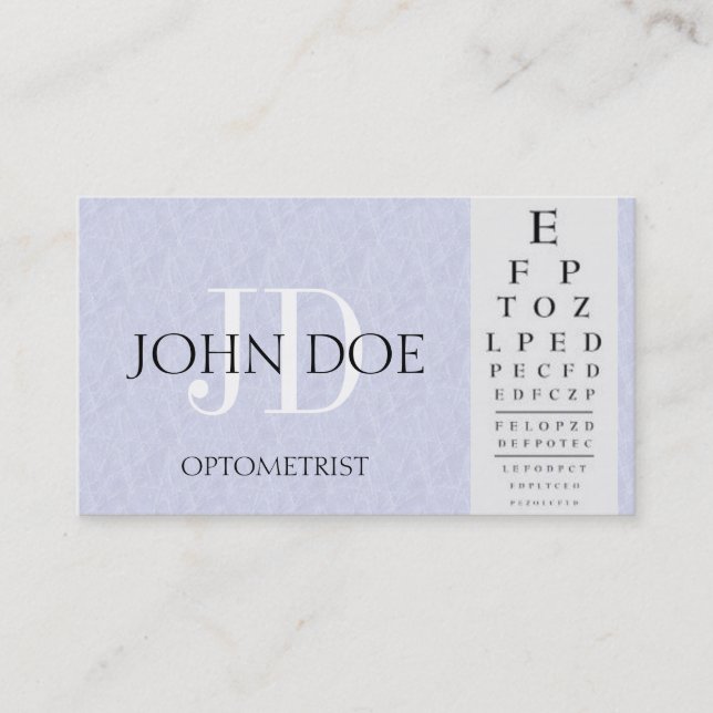 Optometrist Chart Light Blue Business Card (Front)