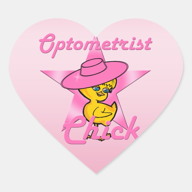 Optometrist Chick #8 Heart Sticker (Front)