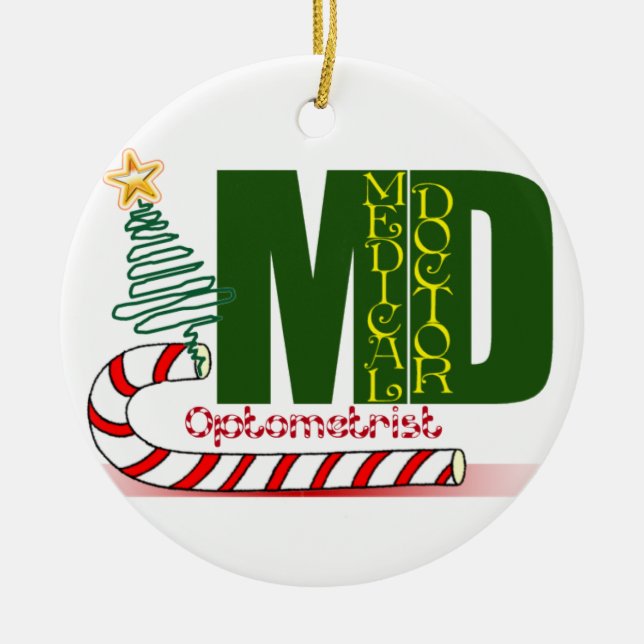 OPTOMETRIST CHRISTMAS ORNAMENT MD DOCTOR (Front)