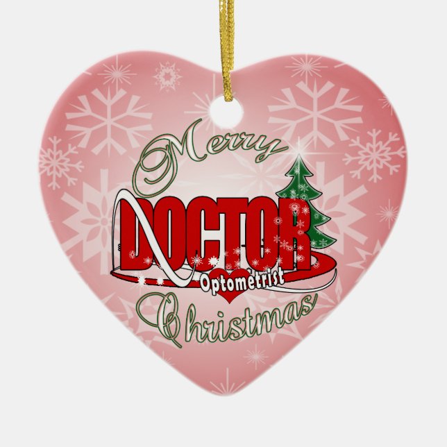 OPTOMETRIST DOCTOR MERRY CHRISTMAS CERAMIC ORNAMENT (Front)