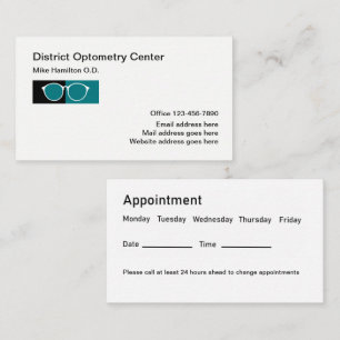 Optometrist Eye Doctor Appointment Business Card