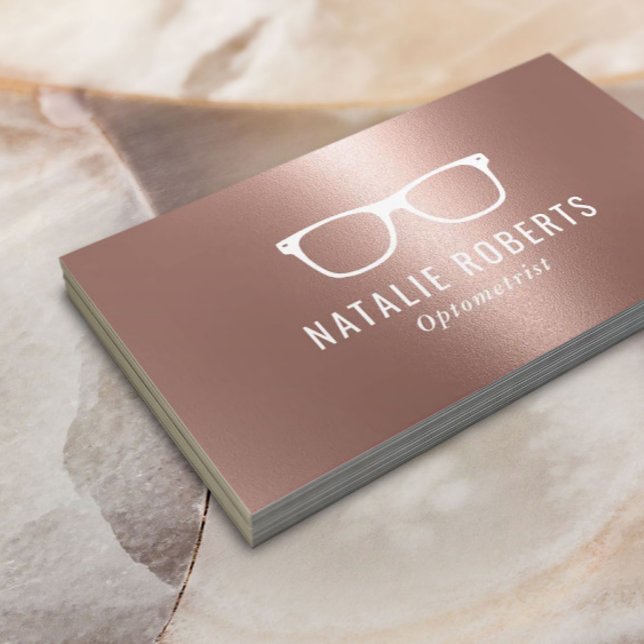 Optometrist Eye Glasses Elegant Rose Gold Business Card (Creator Uploaded)