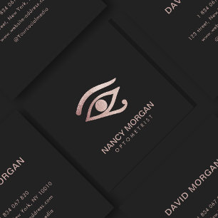 Optometrist Eye Logo Rose Gold Glitter  Square Business Card